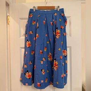Anthropologie Emily and Fin Floral Blue Midi Skirt